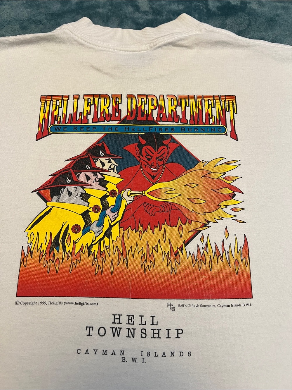Vintage 90’s Hell Fire Department Graphic Tee - White